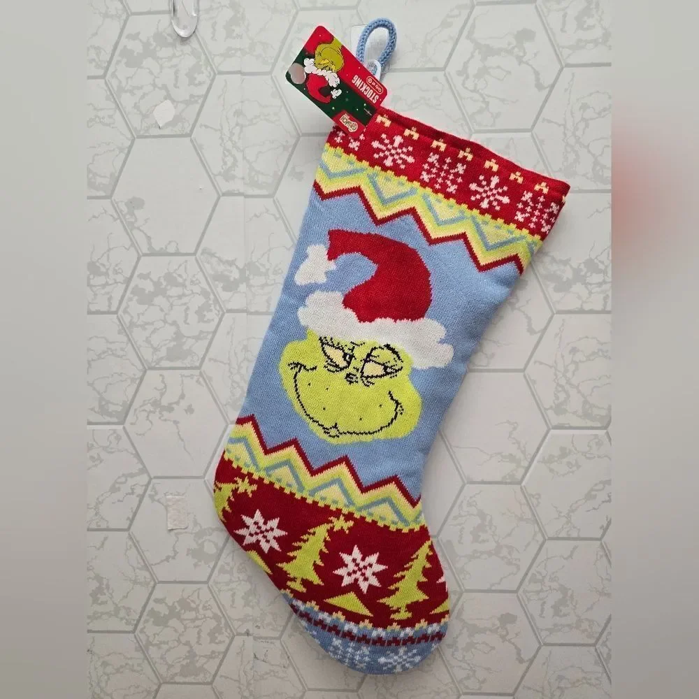 Nwt Dr. Seuss The Grinch Knit Christmas Stocking